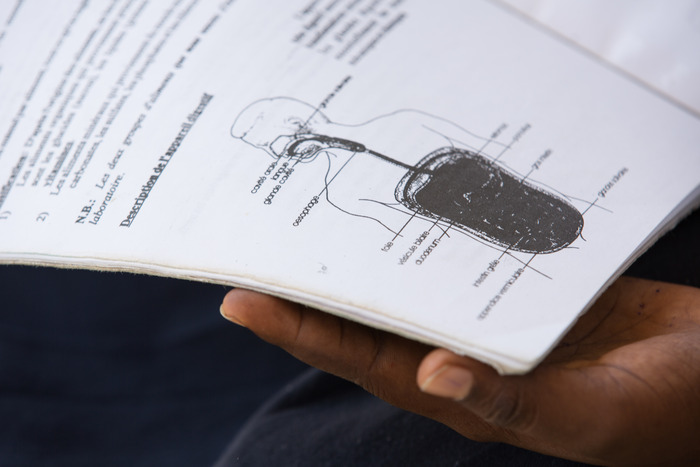 كتاب العلوم Robelain هو في حالة سيئة أنها لا تستطيع معرفة أي الأجهزة وخطوط تشير إلى تفاصيل العضو بدقة